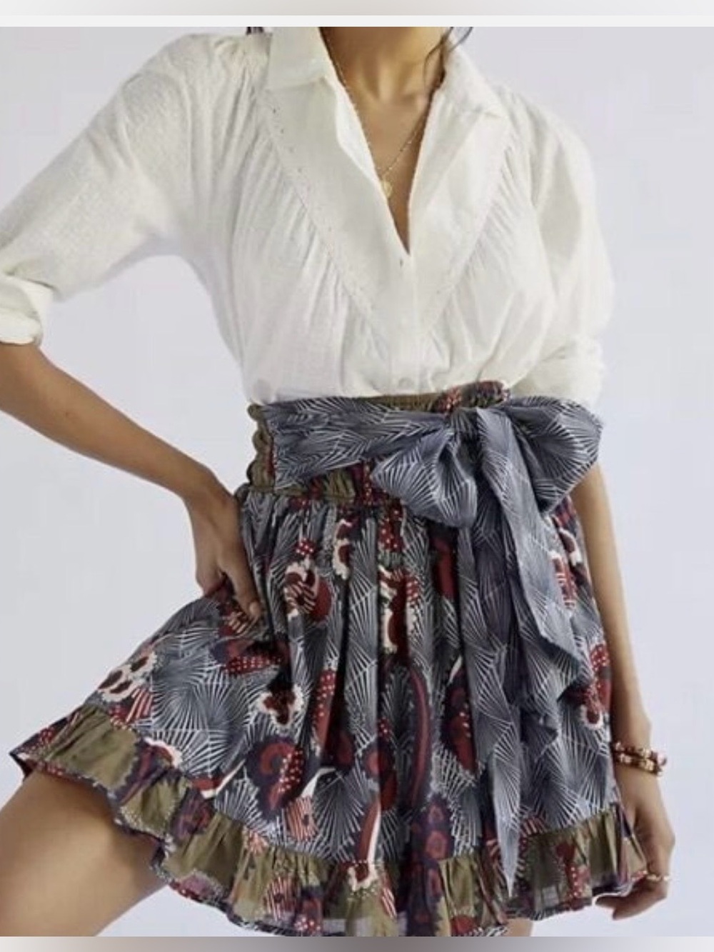 LET ME BE Belted A-Line Mini Skirt Size L